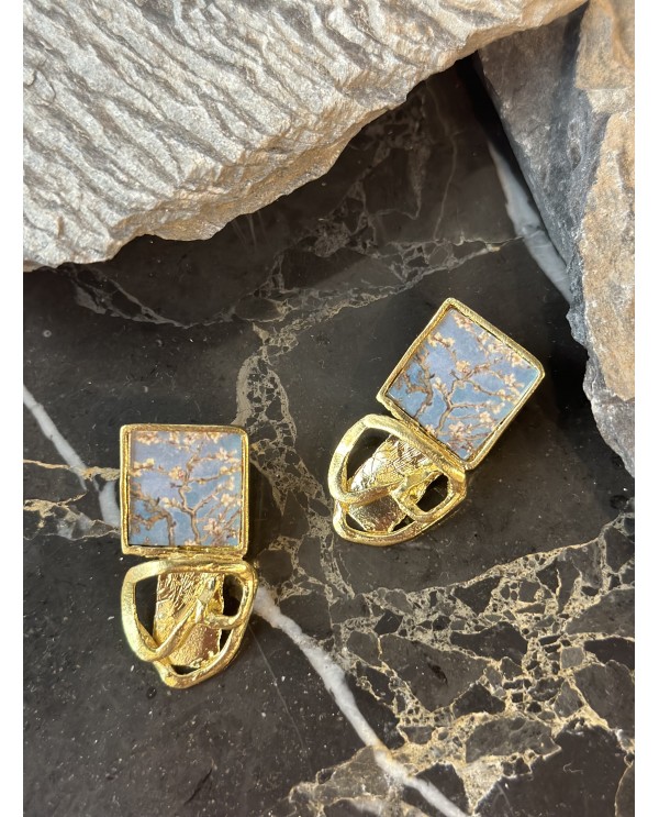 Van Gogh Almond Blossoms Square Earring