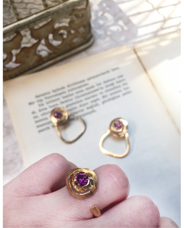 Swarovski Rose Earrings-Bronze