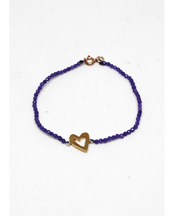 Amethyst Heart Bronze Bracelet